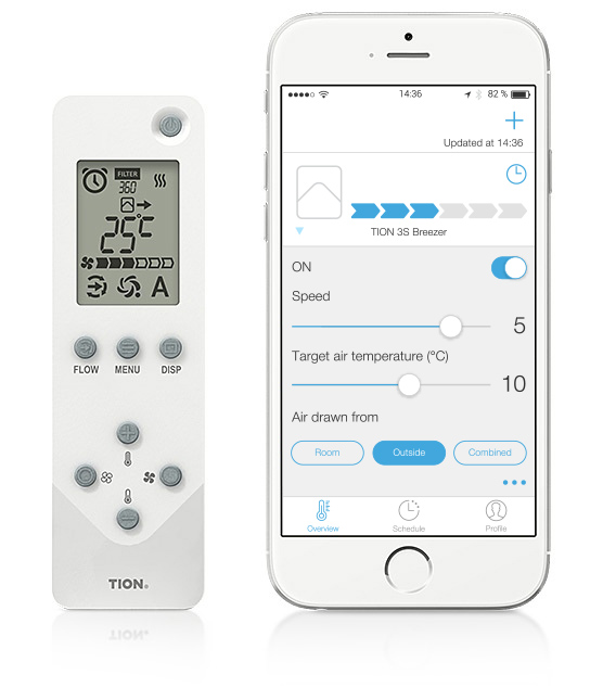 Control your Breezer 3S using an LCD-display remote controller unit, or using the free MagicAir mobile app